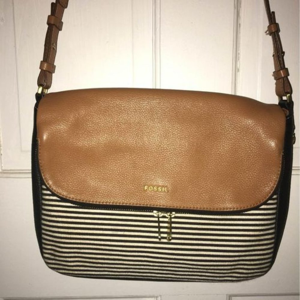 Fossil Striped Satchel Crossbody